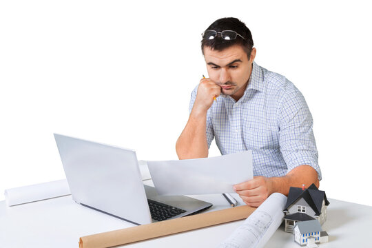 Businessman working at the office on laptop