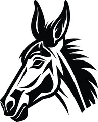 Fototapeta na wymiar Donkey Logo Monochrome Design Style 