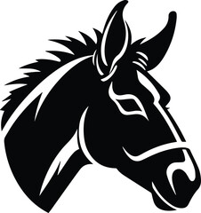 Donkey Logo Monochrome Design Style
