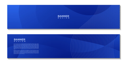 set of abstract creative banners with blue waves colorful background vector illustration