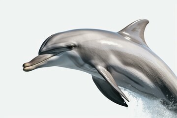 A single dolphin is depicted on a white background in this illustration. Generative AI