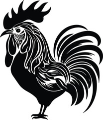 Fototapeta na wymiar Rooster Logo Monochrome Design Style 