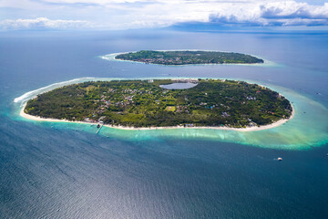 Aerial view of Gili Meno in Lombok, Bali, Indonesia