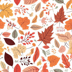 Fototapeta na wymiar autumn leaves pattern on white background