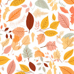 Fototapeta na wymiar autumn leaves pattern on white background