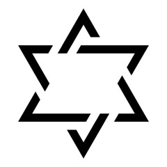 Star of David icon. Judaism sign. Six pointed star. Vector isolated on white background.