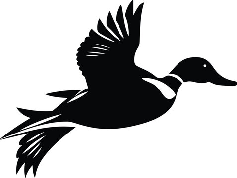 Duck Hunting Logo Monochrome Design Style
