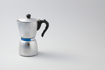 vintage moka pot isolated on white background