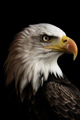Obraz premium Bald Eagle on Dark Background Portrait Photorealistic Illustration [Generative AI]
