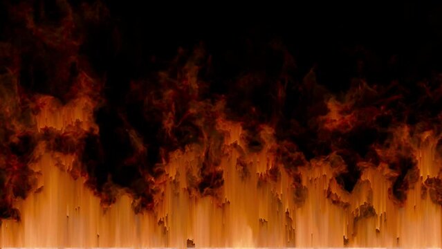 Pixel-sort fire. A stream of fire streaming against a black background.