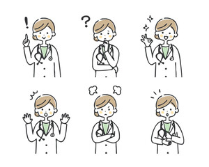 女性医師の表情セット
