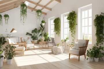 Fototapeta na wymiar vibrant and lush indoor garden in a cozy living room. Generative AI