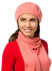 Young woman with a winter hat and a winter scarf