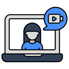 A flat design icon of video chat