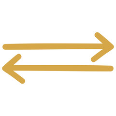 Gold Arrows Left Right Opposite Directions Divergence Forward Backward Doodle Line Vector