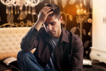 Portrait of Emotional young Man Stressed, Having  Problems,