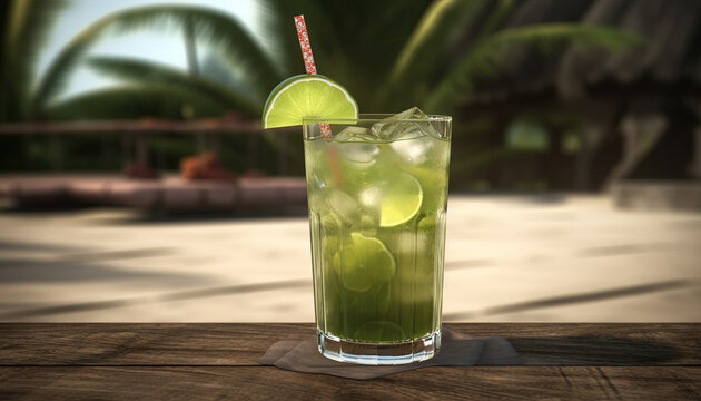 Cool off this Summer with a Refreshing Caipirinha Drink, Product Photo Mockup, Illustartion, HD Photorealistic - Generative AI