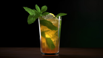 Sipping on Paradise: Mint Julep in a Tropical Setting, Product Photo Mockup, Illustartion, HD Photorealistic - Generative AI