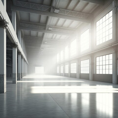 Beautiful clean modern empty warehouse interior.