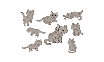 かわいいキジ猫の手描きイラスト