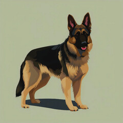German Shepherd Standing Full Body View