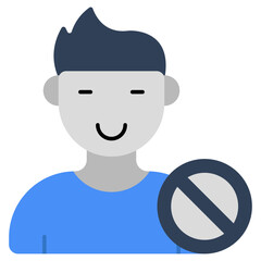 Conceptual flat design icon of ban profile 