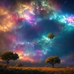 Fototapeta na wymiar Regenbogen Sterne: Die Schönheit des Universums Generative AI 8