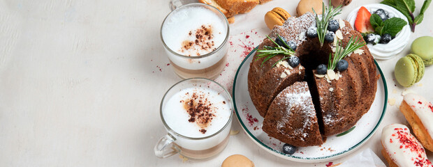 Variety of bundt cakes and sweets.