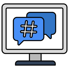 Editable design icon of hashtag message 