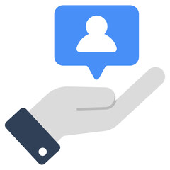 A conceptual flat design icon of user chat