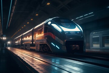 Fototapeta na wymiar Futuristic train transportation. Generative AI