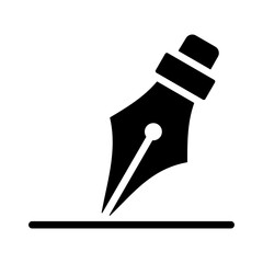 Pen glyph icon for writer, contract, copywriting, business and finance, legal, agreement, document, write, signature logo	
