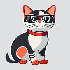 cartoon cat, logo, sticker, flat colors, vector, illustration