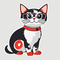 Fototapeta na wymiar logotype, cartoon cat, sticker, flat colors, vector, illustration