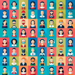 seamless pattern with people various professions