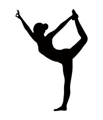 silhouette of a woman doing yoga vector