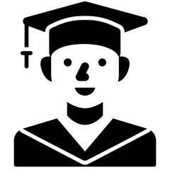 boy graduation black solid icon