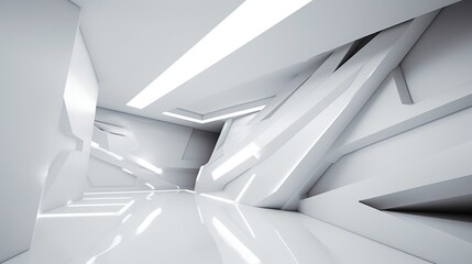 Abstract simple futuristic white Architecture Background, AI generated