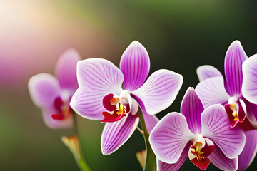 Fototapeta na wymiar pink orchid on green