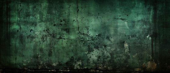 Fototapeta premium retro vintage green grunge texture dark black background. Generative AI