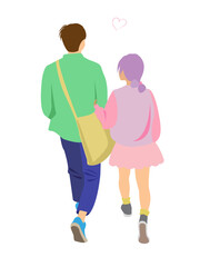 vector flat illustration with cute boy and girl