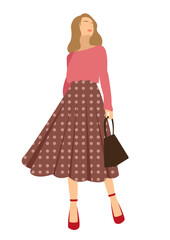 vector flat illustration with cute fashion woman