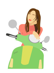 vector flat illustration with cute woman