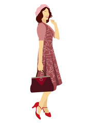 vector flat illustration with cute fashion woman