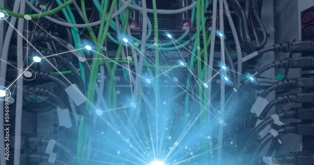 Poster animation of data processing over computer server