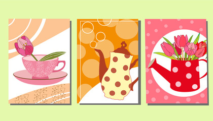 flowers and herbs vector poster. Vector illustration.