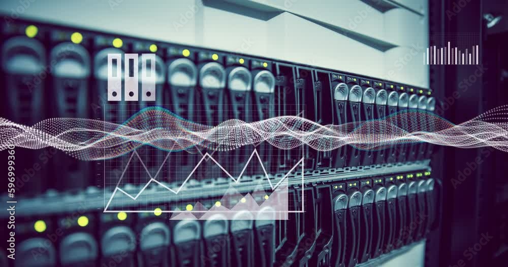 Poster animation of data processing over computer server