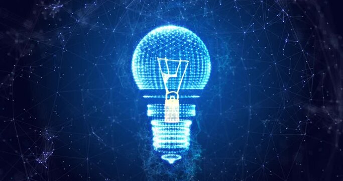 Animation of light bulb and data processing with connections