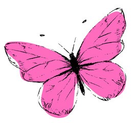 Różowy motyl grafika ilustracja © Monika Janiak-Klicha