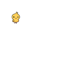 Cute yellow chicken doodle art.